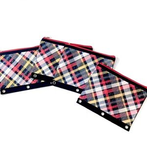 School Supplies Red Tartan Plaid Binder Notebook Pouch - 4 Included
